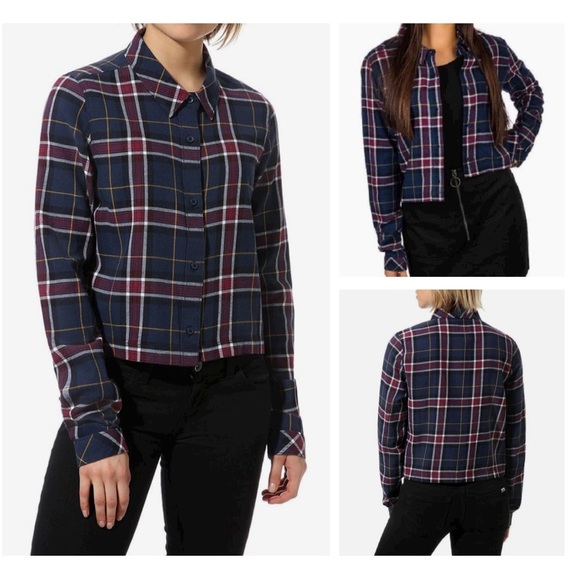 Vans Tops - NWT Vans Cropped Box Car Flannel Button Down Long Sleeve Shirt